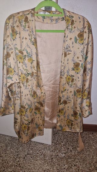 Kimono Mango floral beige-amarillo