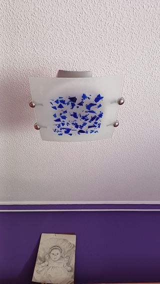 Lámpara techo cristal azul