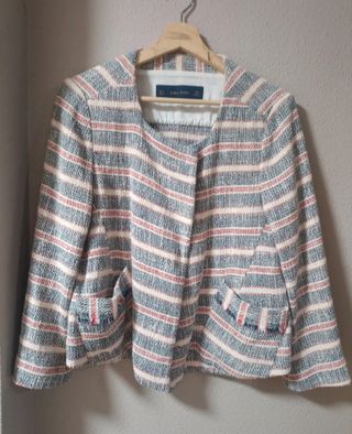 Blazer Zara rayas azul blanco - L
