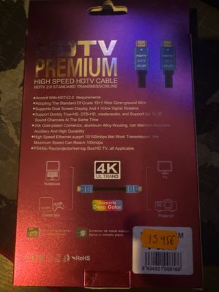 Cable premium HDMI 4K 2.0 - 3 metros 