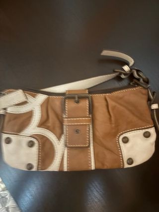 Bolso Purificación García marrón-blanco de piel