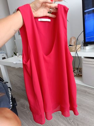 Camiseta roja Zara - Talla S