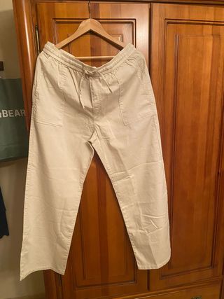 Pantalón algodón beige elástico