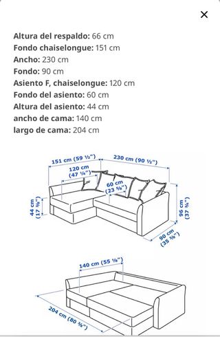 Sofá cama chaiselongue IKEA blanco