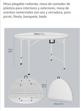 Mesa redonda plegable - plástico
