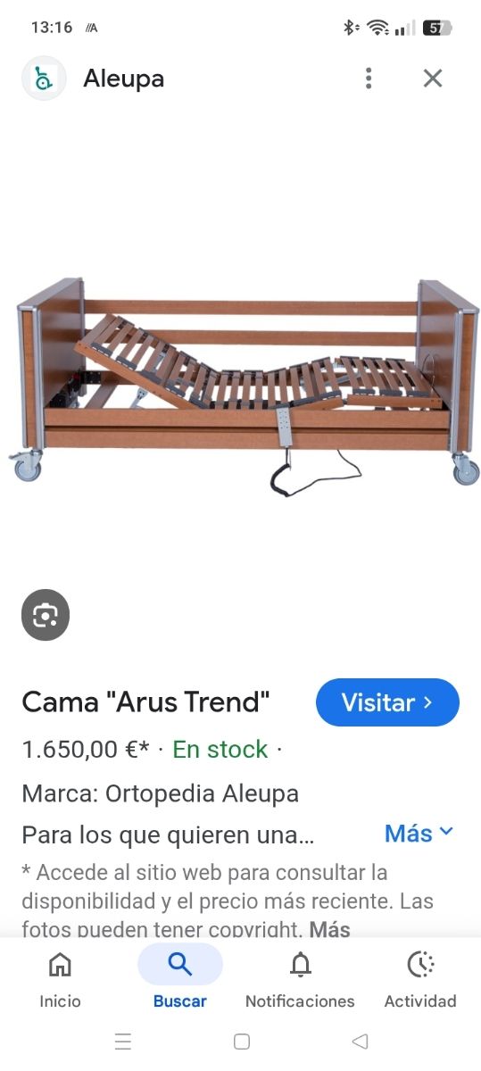 Cama articulada eléctrica con colchón