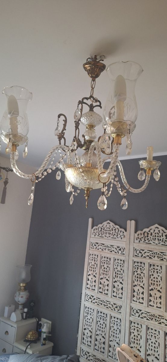 Lampara Cristal Metal Dorado