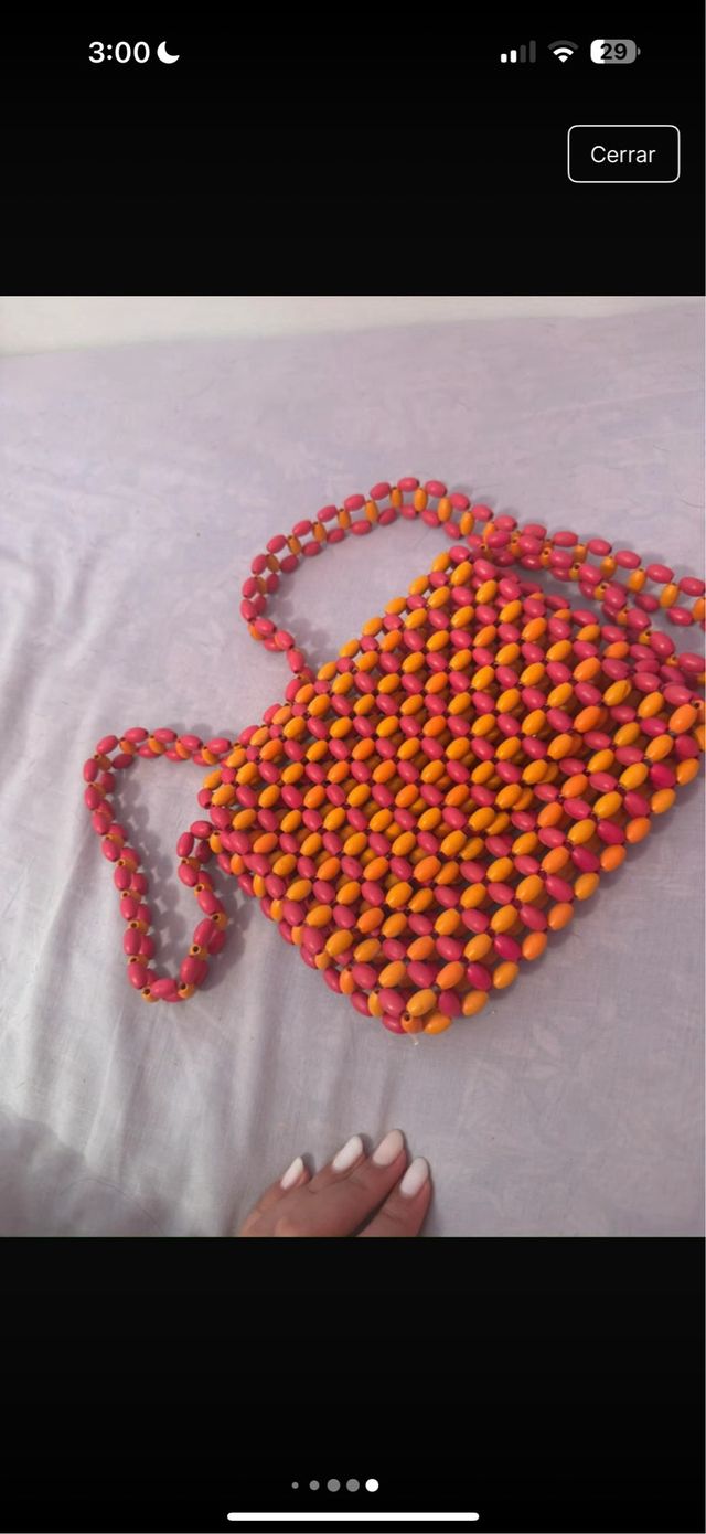 Bolso cuentas madera | Bolso bandolera