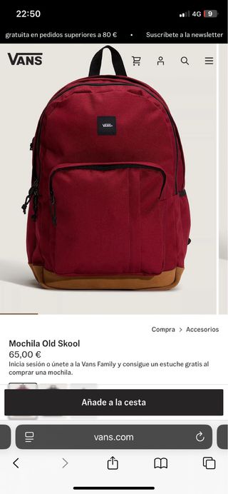 Mochila Vans Burdeos  - Off The Wall