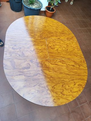 Mesa redonda cristal - madera