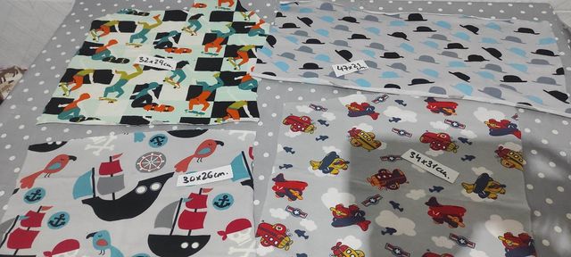 Lote retales de punto, estampado infantil