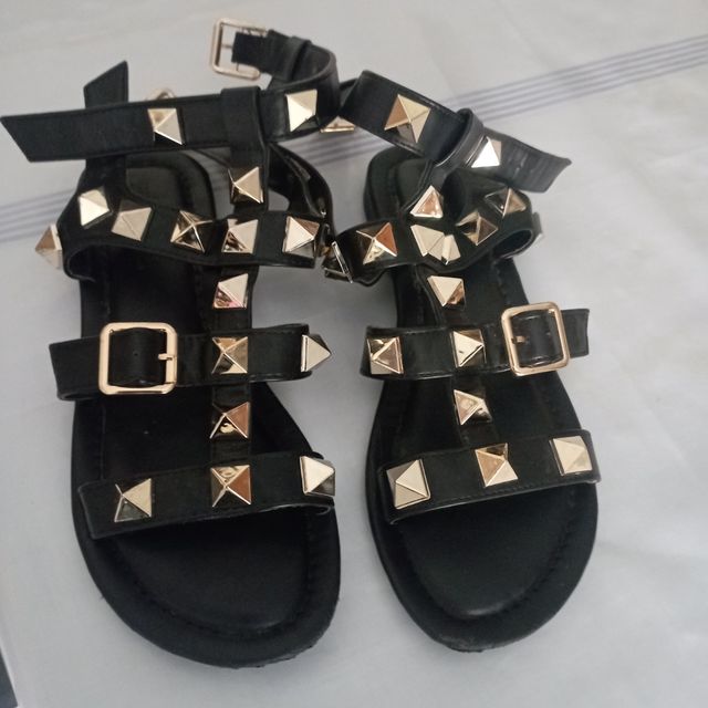 Sandali gladiatore neri - oro