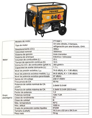 Generador Gasolina 5500W Trifásico