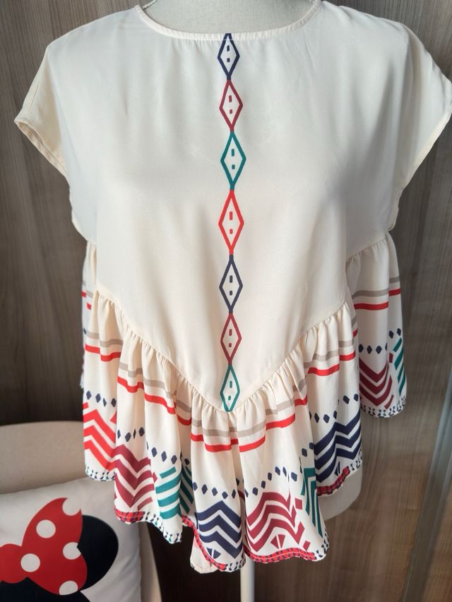 Blusa boho - tribal - beige