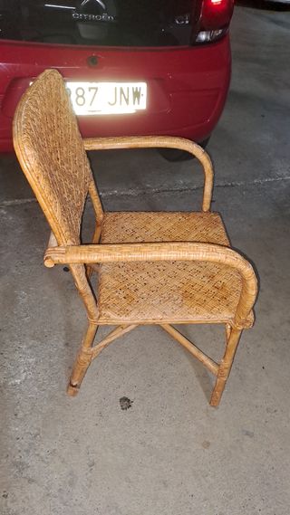Silla mimbre y bambú 