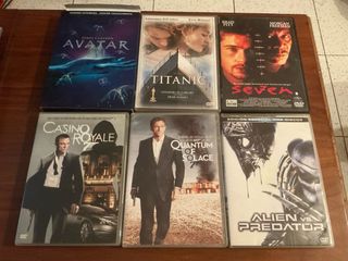 6 Películas DVD: Titanic, Seven, Alien...