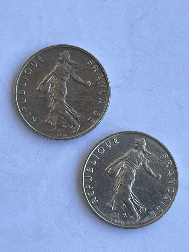 2 Monedas 1/2 Franco Francia
