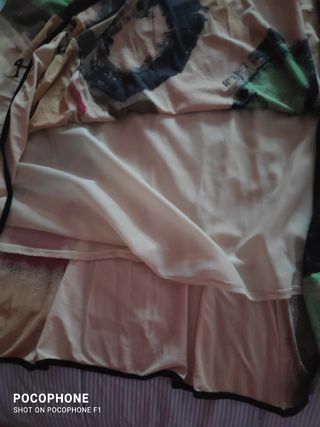 Falda estampada beige y multicolor