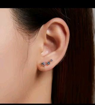 Pendientes estrella plata 925 multicolor