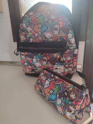 Mochila+estuche con 3 compartimentos Harry Potter