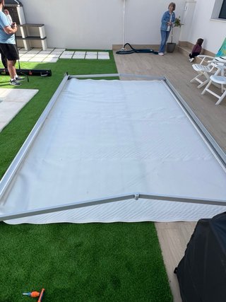 Toldo cofre 4.30x2.6 - Gris/Blanco