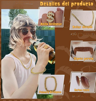 Disfraz Años 80: Peluca Mullet Retro