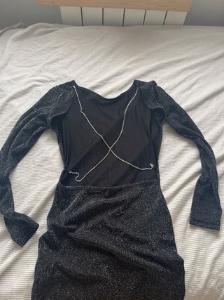 Vestido fiesta brillo-espalda abierta