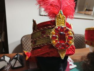 Turbante Rey Mago: Rojo y Dorado