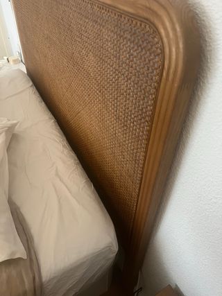 Cabecero ratán-madera maciza