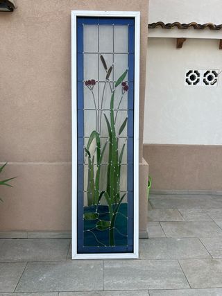 Vitral artesanal con juncos