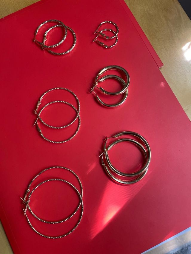 6 pares pendientes aro dorados