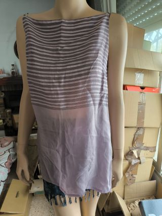 Blusa rayas morada sin mangas