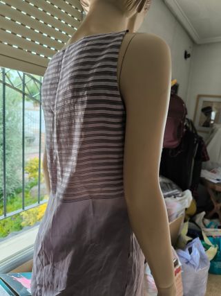 Blusa rayas morada sin mangas