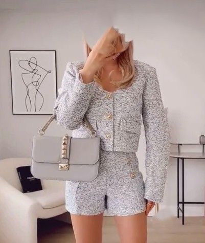 Blazer americana Zara tweed algodón botones dorado