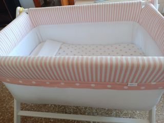 Cuna bebé - Rosa y Blanca