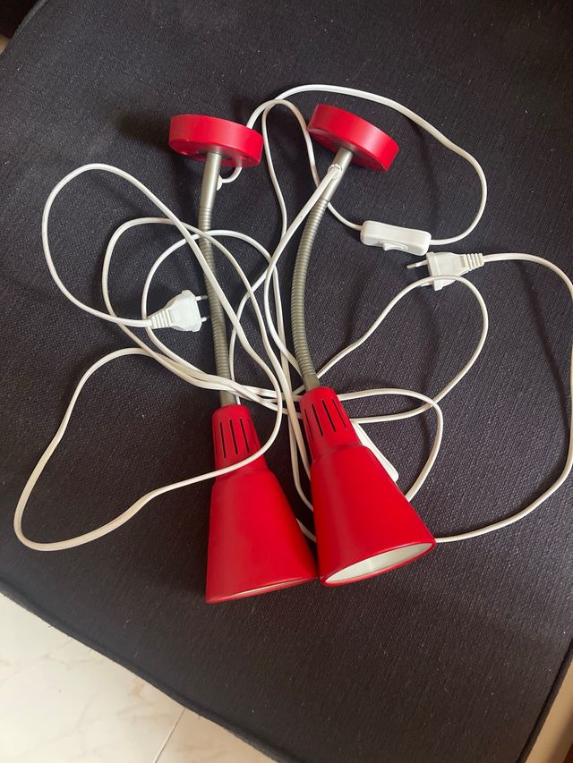 2 lamparitas Ikea KVART rojas