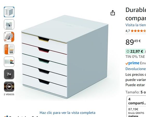 Resistente cassettiera a 5 cassetti