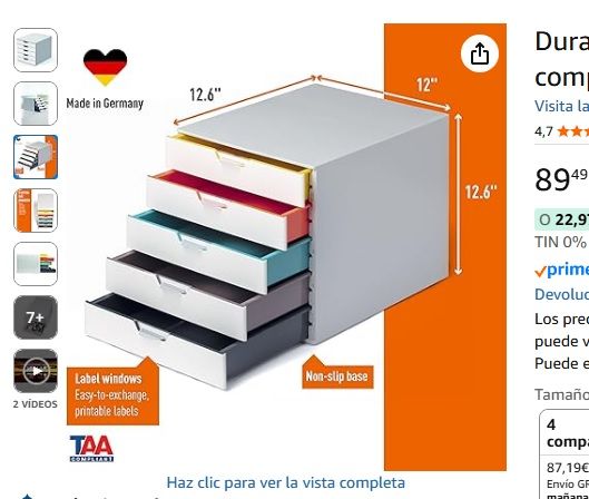 Resistente cassettiera a 5 cassetti
