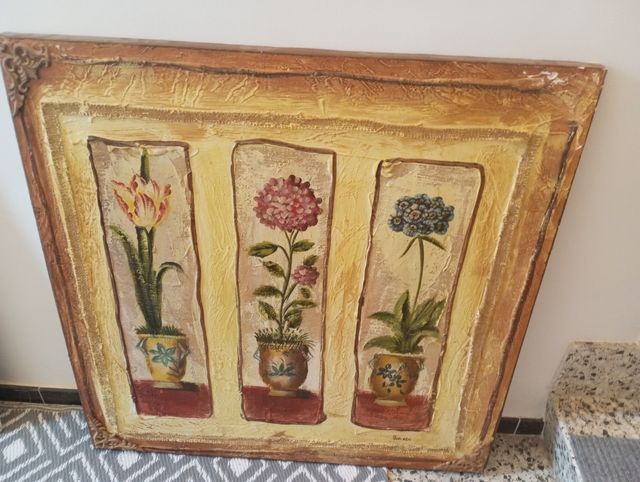 Cuadro grande flores - pintado a mano