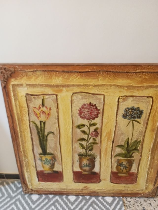 Cuadro grande flores - pintado a mano