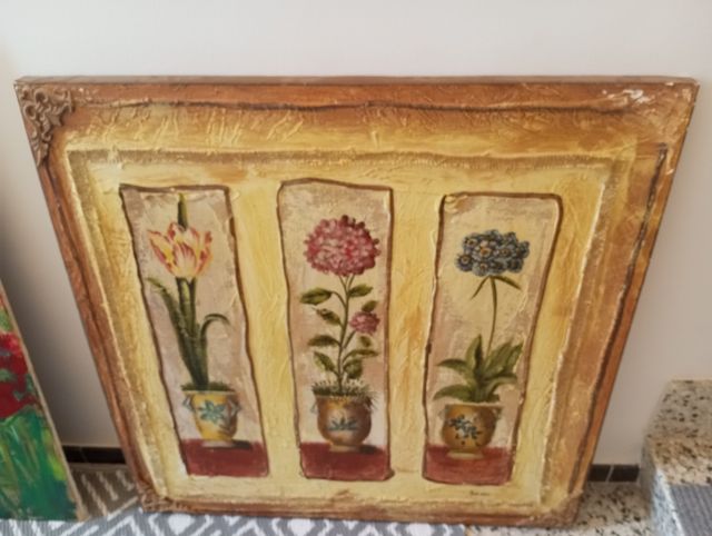 Cuadro grande flores - pintado a mano