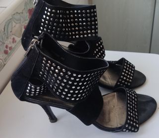 Zapatos tacón negros-plata