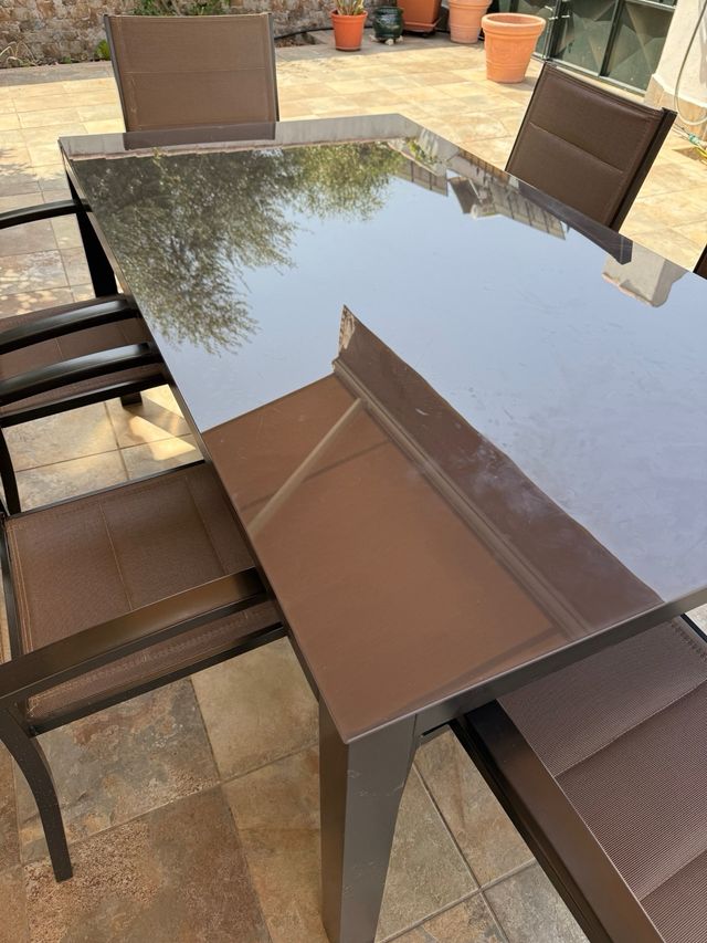 Conjunto mesa exterior y 6 sillas