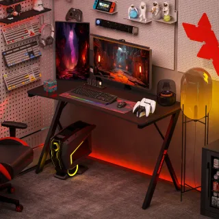 Scrivania Gaming con Luci LED RGB Regolabili e Gam