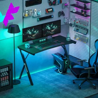 Scrivania Gaming con Luci LED RGB Regolabili e Gam