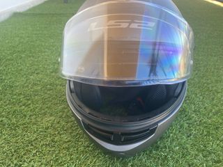 Casco moto LS2 plata