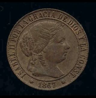 1 CÉNTIMO DE ESCUDO de ISABEL II 1867 BA EBC+