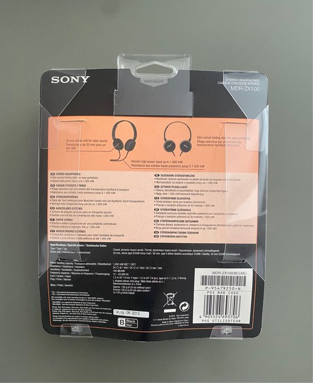 Auriculares Estereo Sony MDR-ZX100 negros