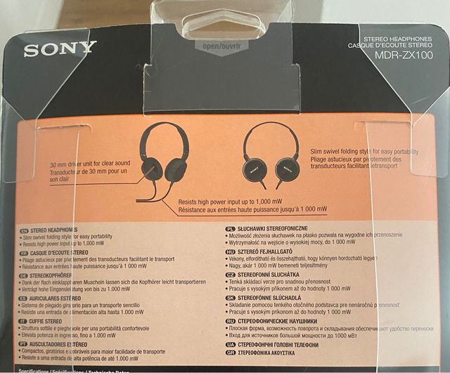 Auriculares Estereo Sony MDR-ZX100 negros