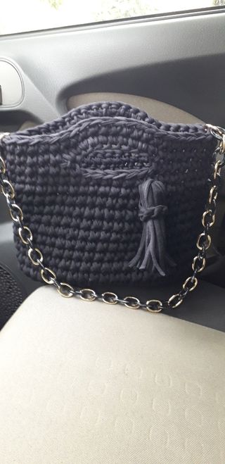Borsa uncinetto nero fatta a mano